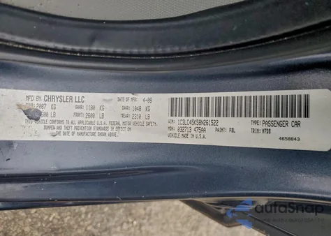 2008 Chrysler Sebring z USA, uszkodzony, nr VIN 1C3LC45K58N261522